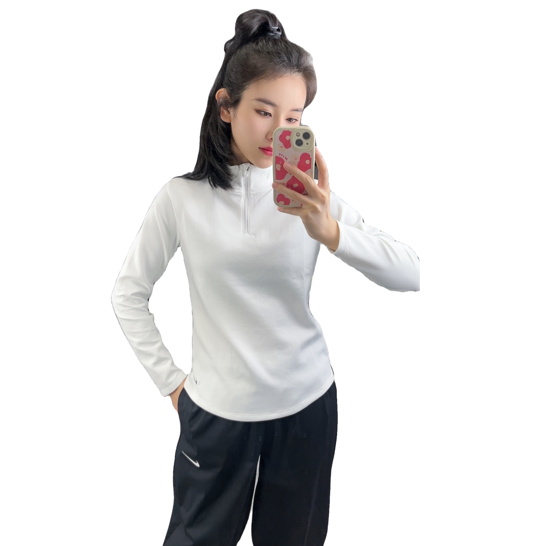 NIKE/耐克女子半拉链瑜伽训练速干针织运动立领T恤DD4946-334