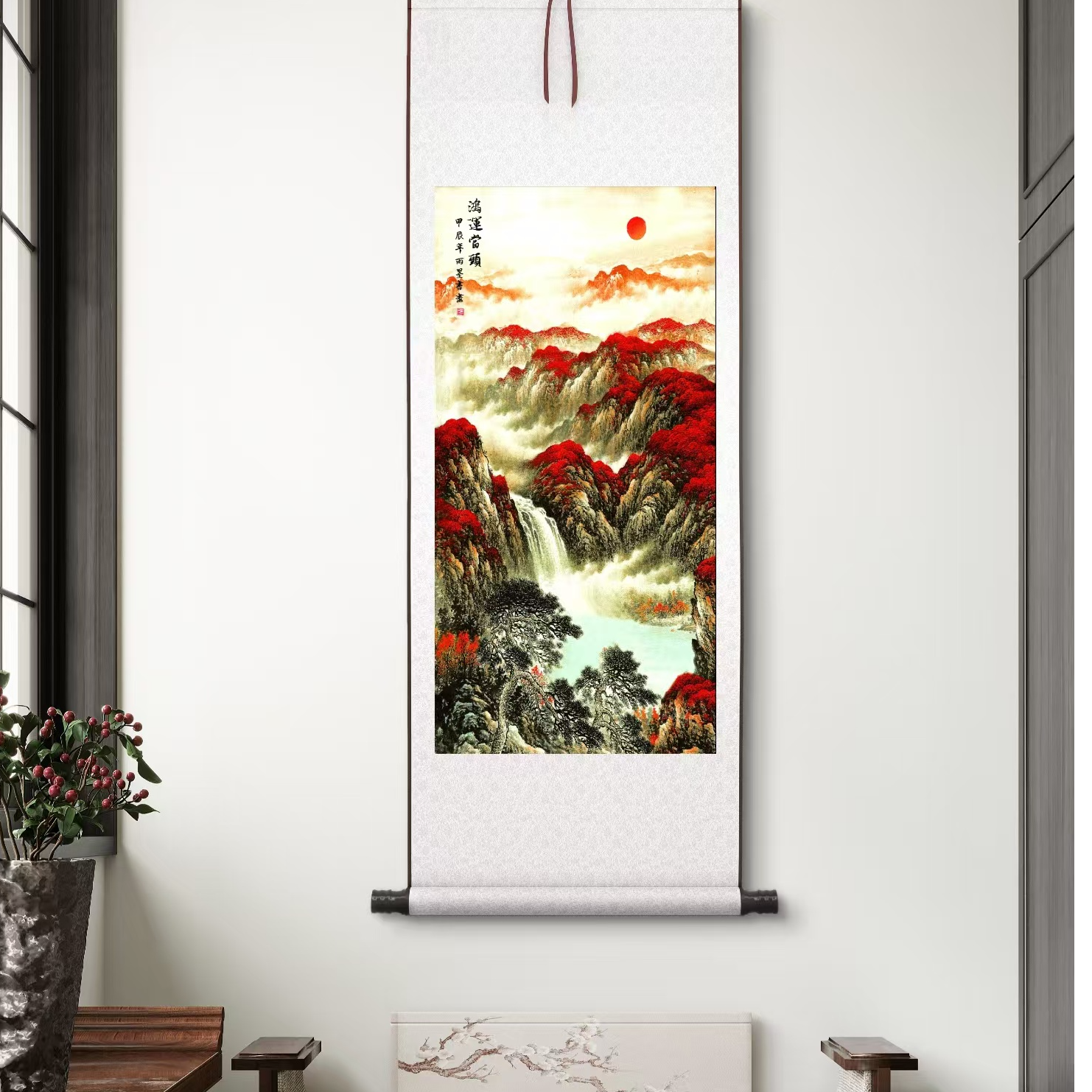 《鸿运当头》家庭客厅装饰现代画玄关竖幅挂画P3