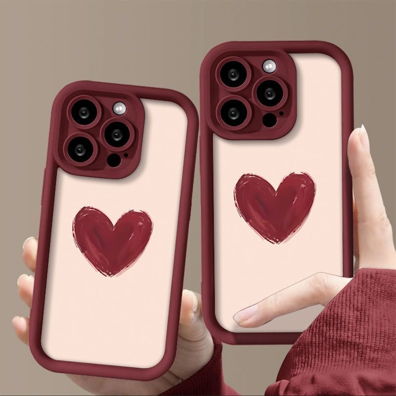 简约红爱心iPhone15苹果14/13手机壳12ProMax阶梯壳xr新款xsmax11