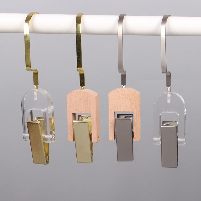 透明挂钩S勾亚克力衣架夹子烟灰色布料夹内衣包包展示架饰品夹子