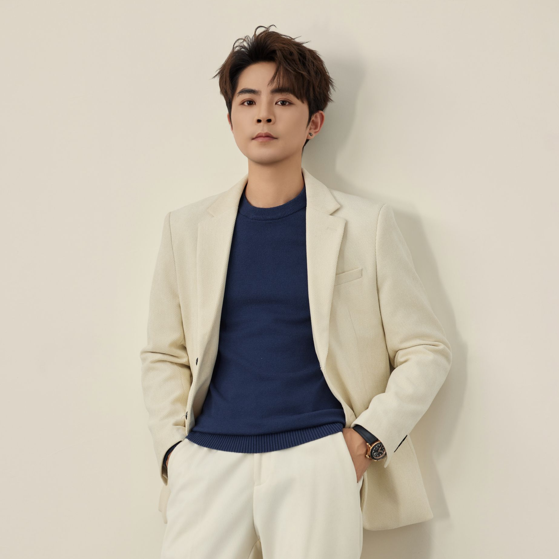 【润哥】秋冬加厚重磅雪尼尔西装外套男士 单排扣单西服qx23670