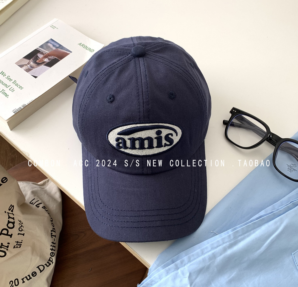 韩国ins显白红色棒球帽女春夏季休闲贴布百搭软顶大头围鸭舌帽男