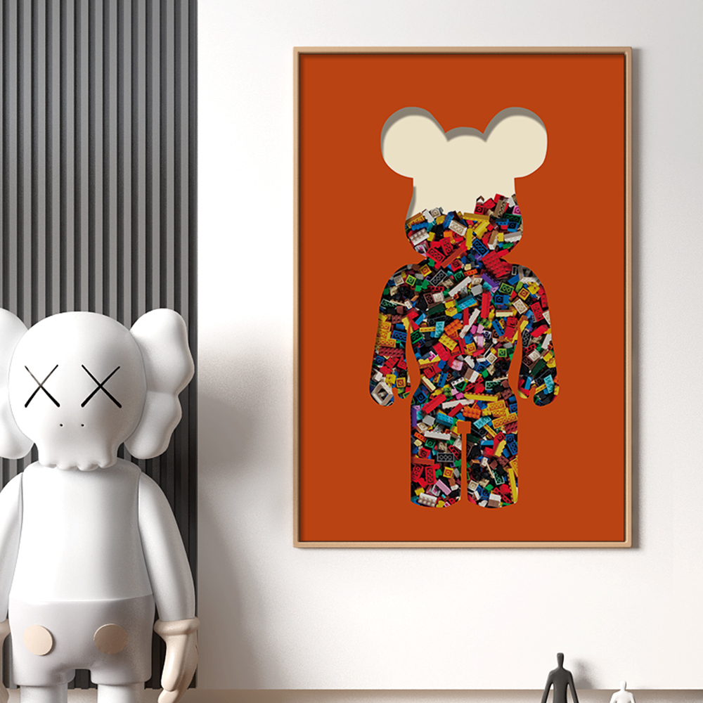 【乐高熊（满钻圆钻）】68*98cm玄关卧室布面装饰画手工DIY钻石画8273