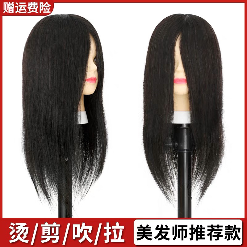 李琪老师同款假发16寸黑色头模全真发可烫可染可漂可头顶蓬松造型