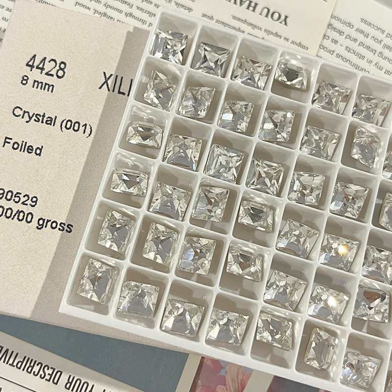 美甲饰品奥地利正品 华子 8*8正方直角4428 2颗净透闪 美甲钻饰