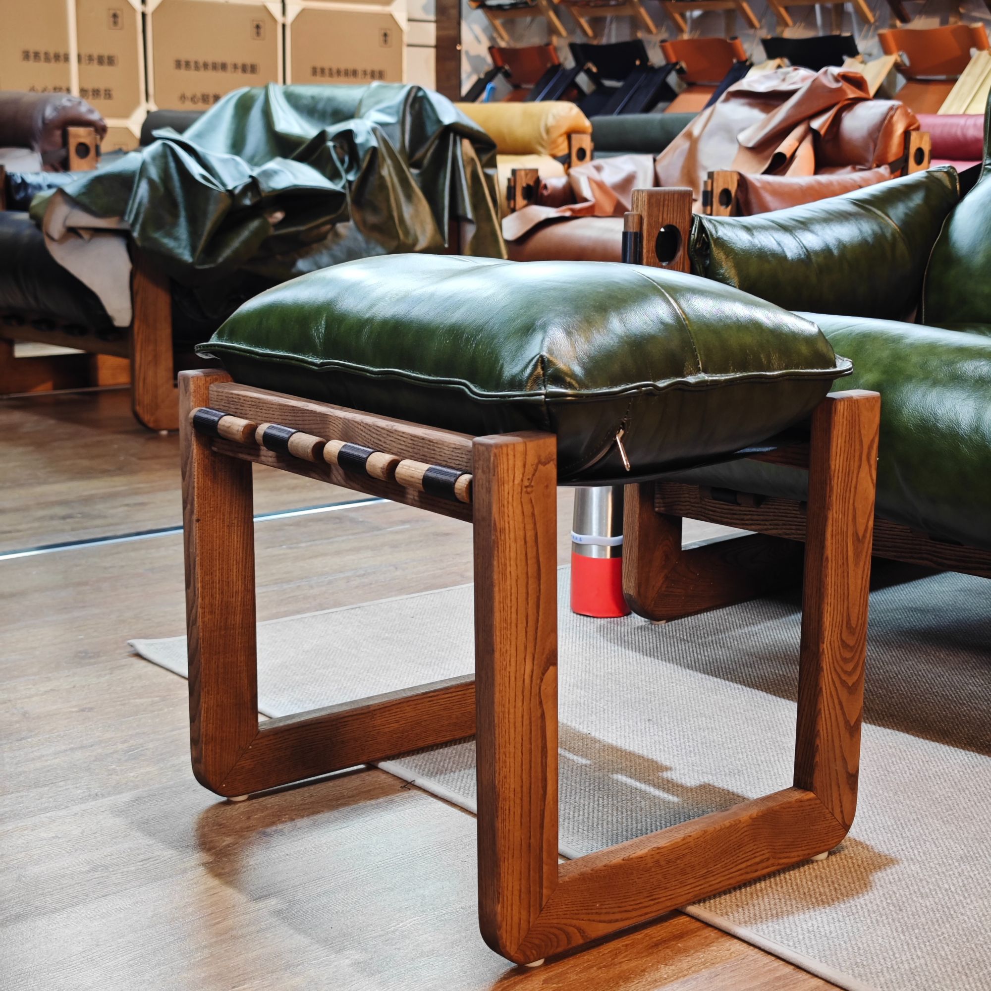 脚蹬（泽西岛客厅复古休闲椅搭配使用）新中式牛皮简约家用中古风