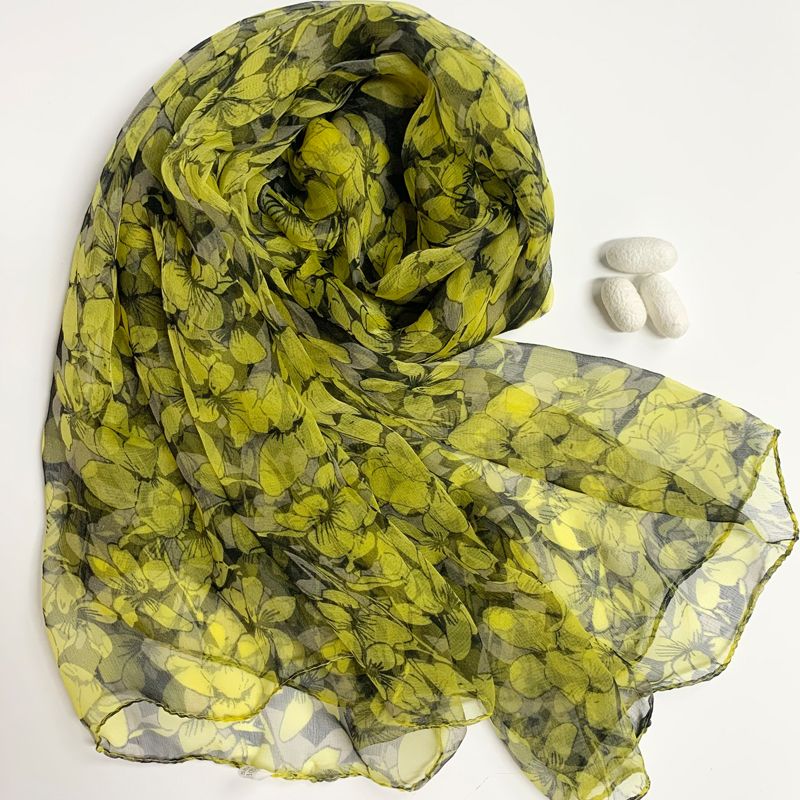 【金色满园】杭州桑蚕丝时尚洋气丝巾气质土豪女士围巾披肩围脖