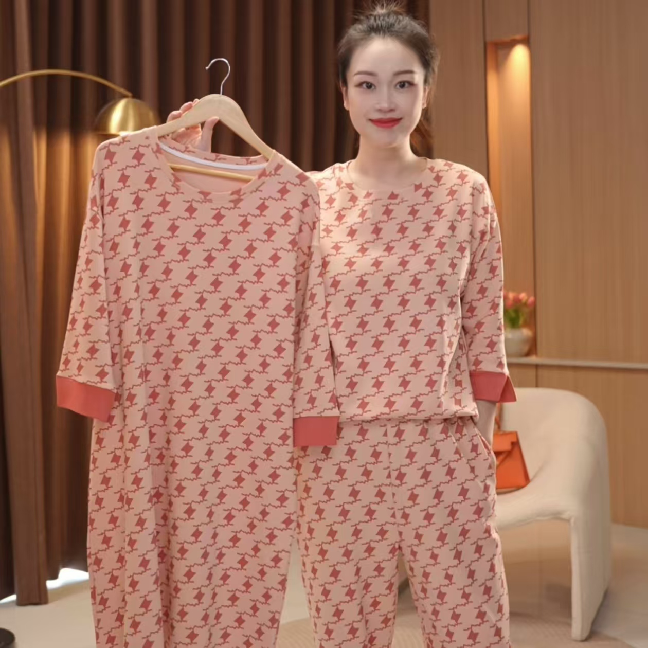 新品【千鸟格～拍一发三】新品舒适棉质套装家居服可外穿