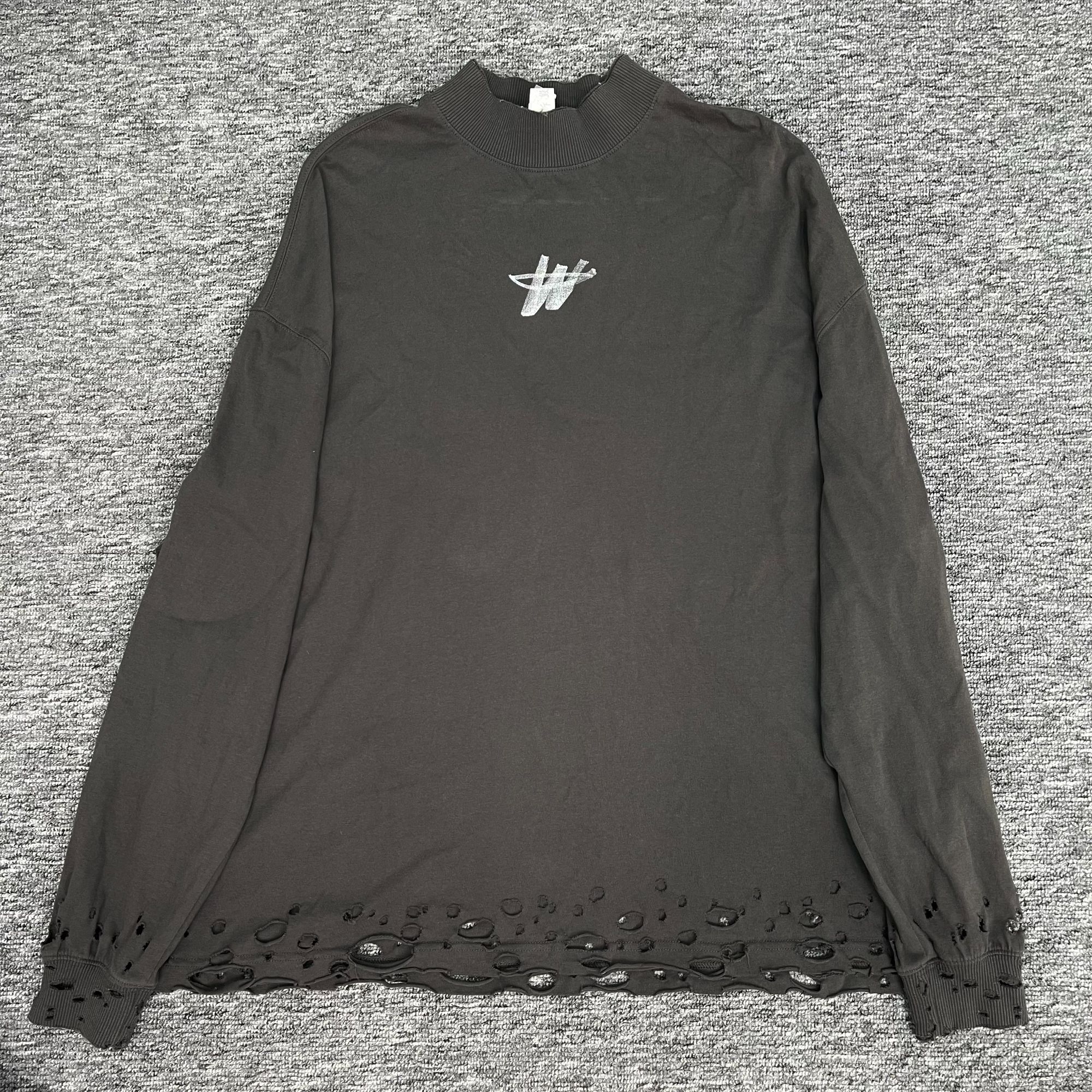 99新 WE11 DONE 纯色徽标LOGO仿旧长袖卫衣/m码/98新