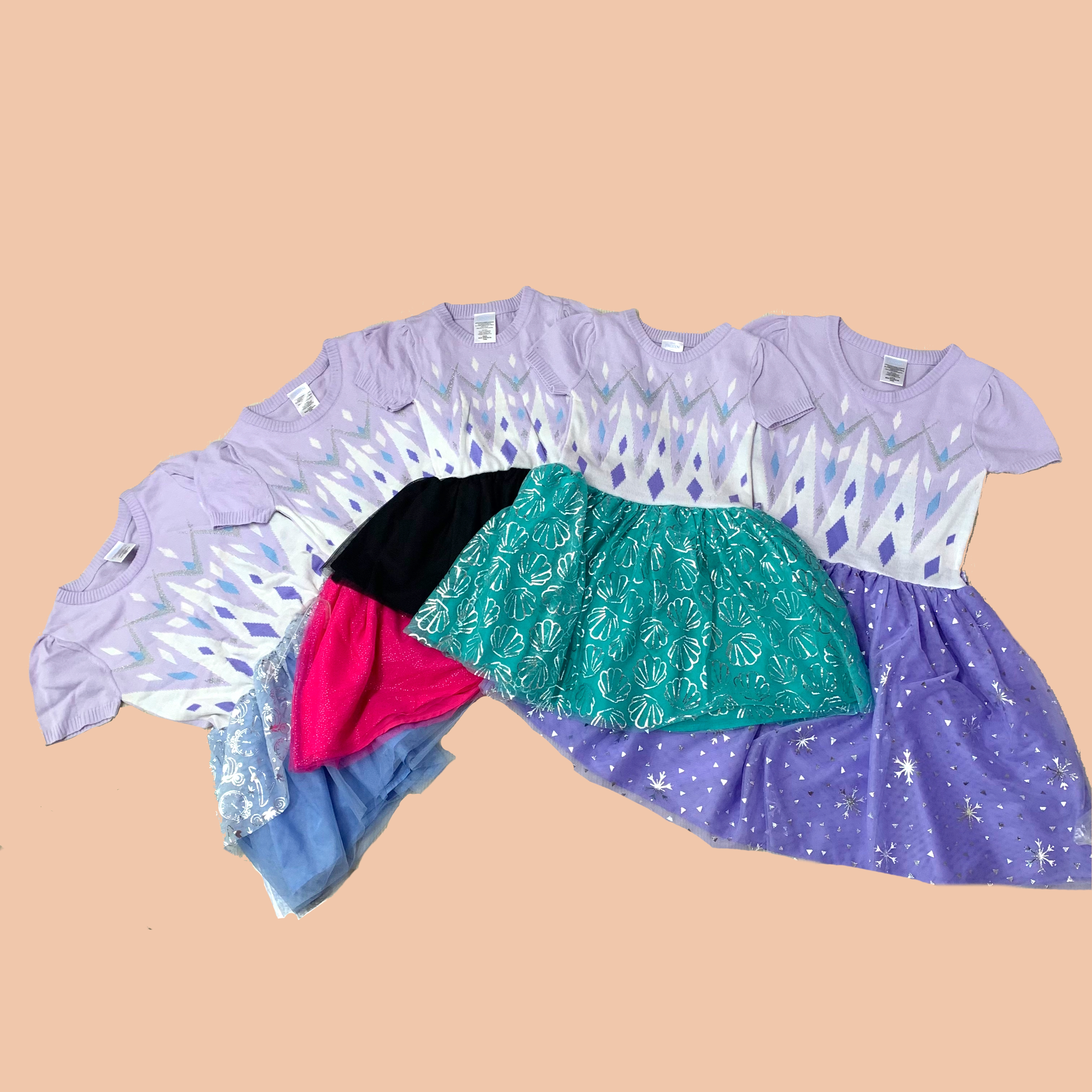 迪冰雪奇缘菱格针织女童公主裙