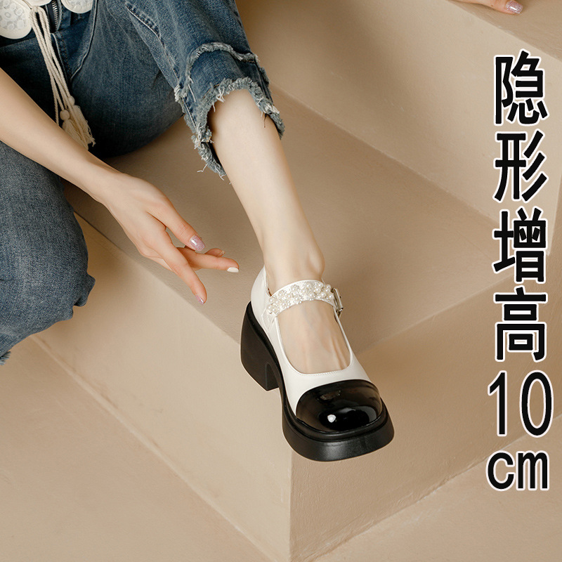 小码31-34小个子玛丽珍鞋女2024夏季内增高厚底浅口乐福小皮鞋