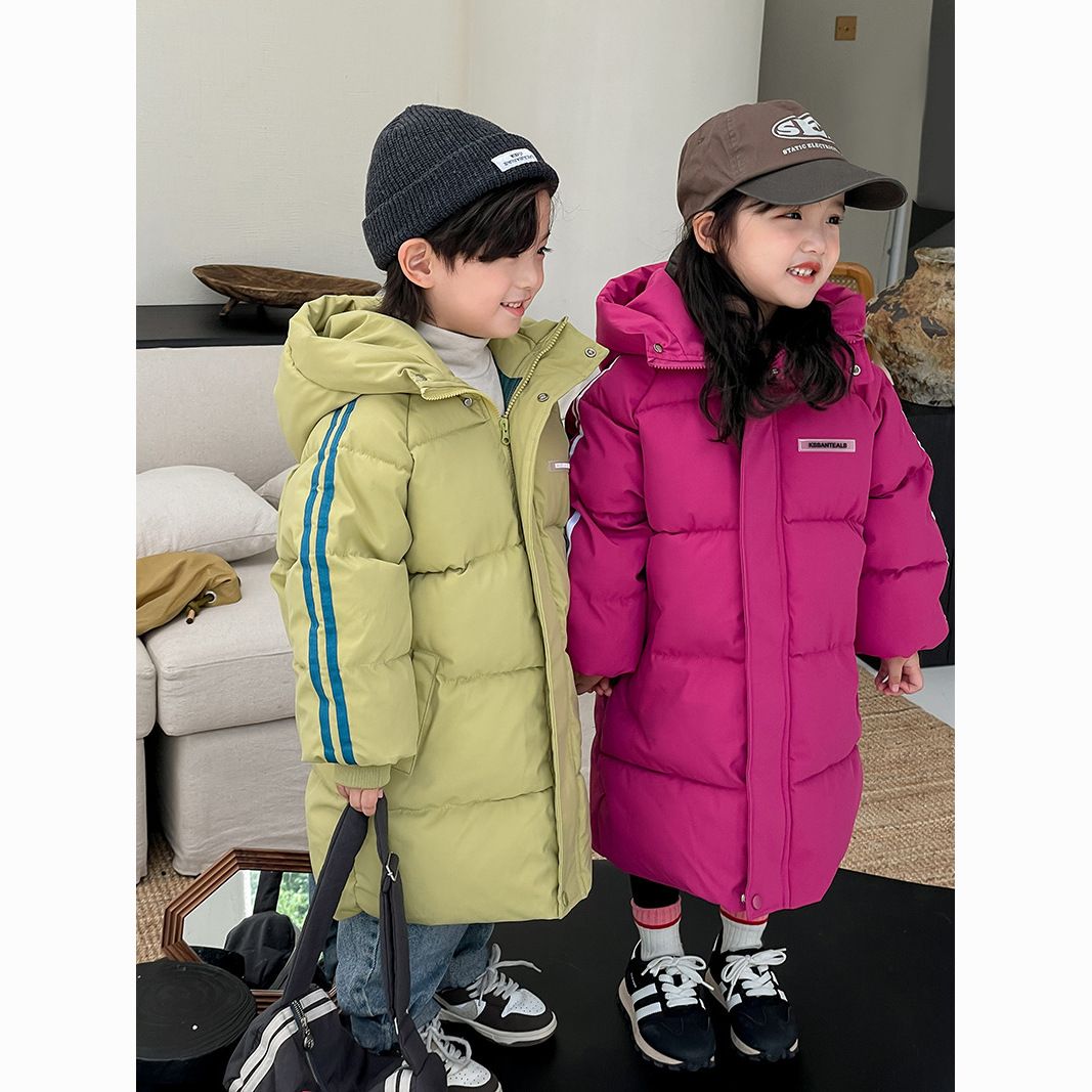 冬季新款儿童加厚棉服中长款男童女童加绒棉衣中大童过膝童装外套