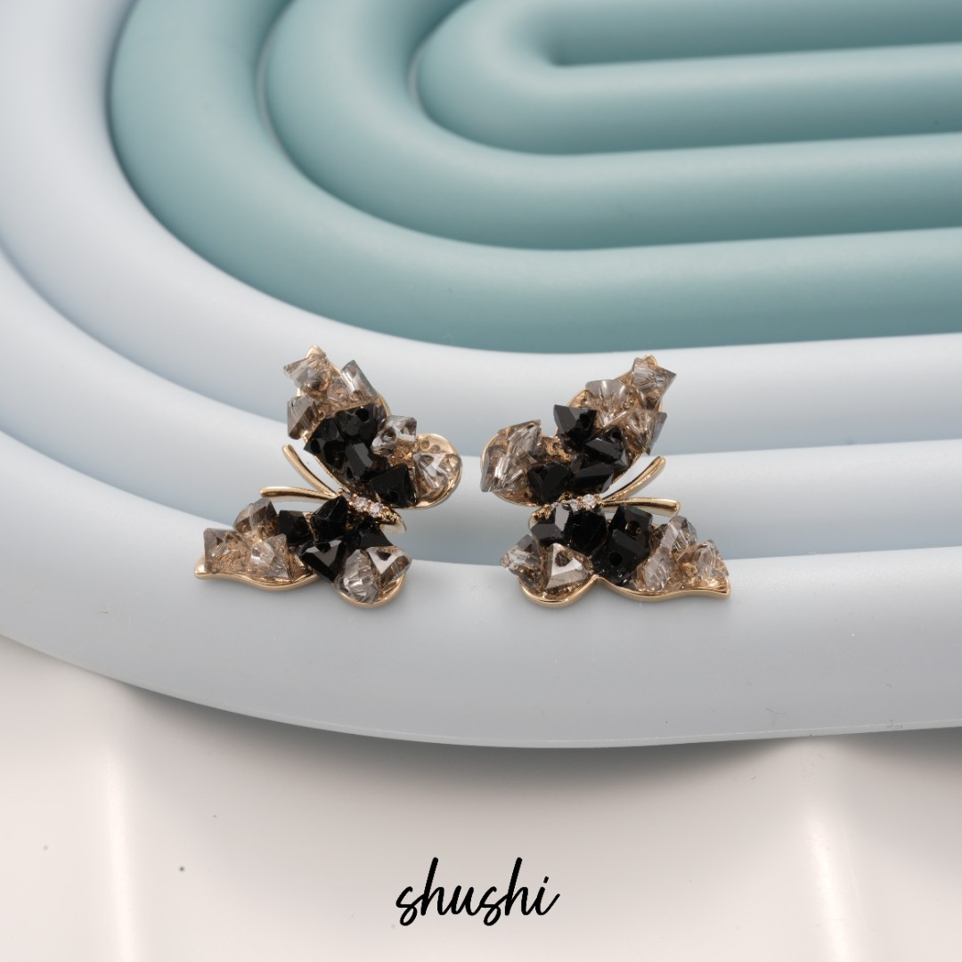 铜合金合成锆石耳饰 轻奢时尚百搭简约个性彩色甜美耳饰6504