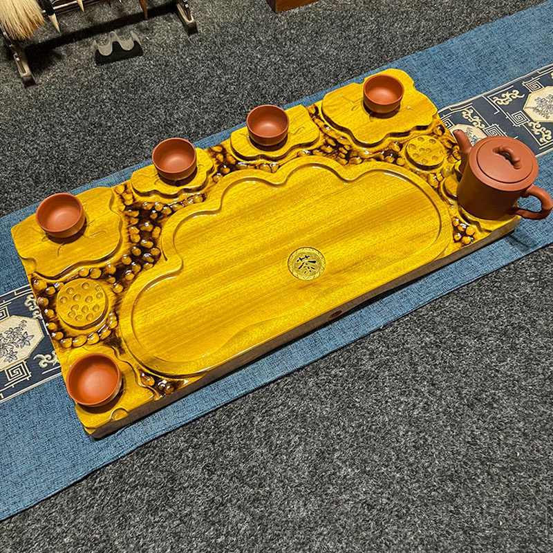 【闪购商品】大叶金丝楠木实木茶盘