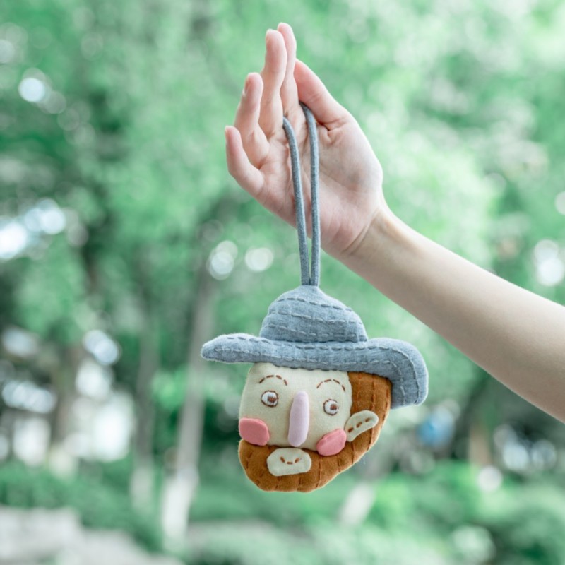 芽小七原创手工艺术家系列梵高挂件手缝棉绳书包配饰