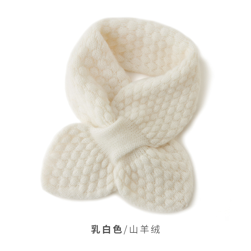 新款秋冬100%纯羊绒围巾女针织短款穿孔亲子防寒保暖护颈椎小围脖