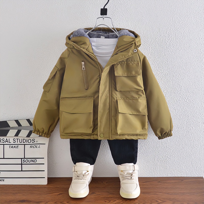 【妍宝优品】男童宝宝冬季加厚外套2023潮流冬季儿童加绒加厚派克服