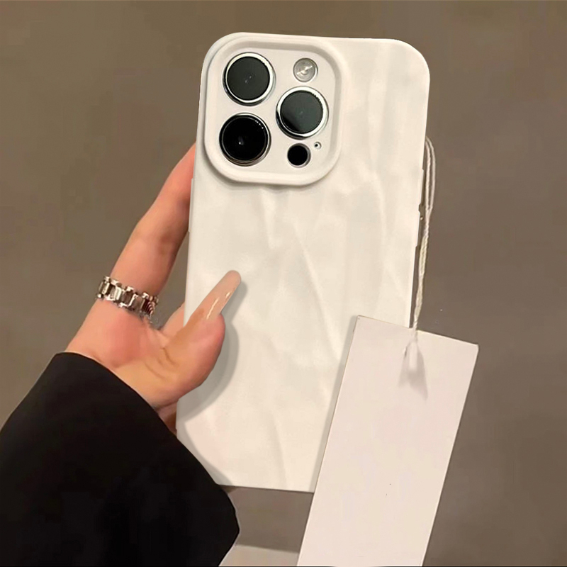 网红简约苹果15promax手机壳iphone14/13卡通12折皱壳11/xr/8p/7s