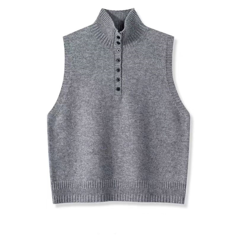 2025新款七粒扣可立可翻纯羊毛时尚针织百搭内外穿纯色系马夹坎肩