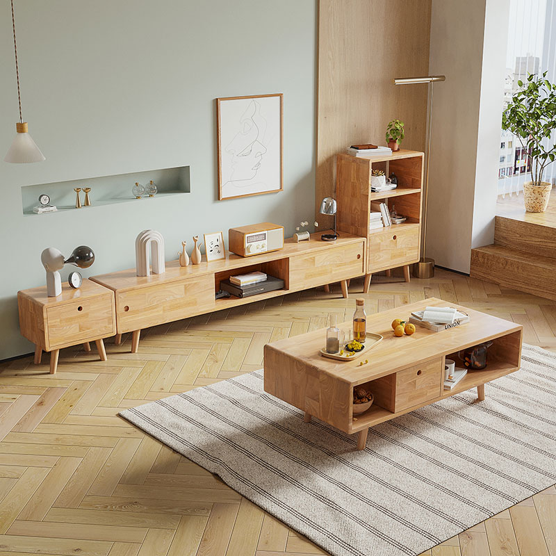 睿趣家居 实木电视柜茶几组合简约现代客厅北欧小户型2025年新