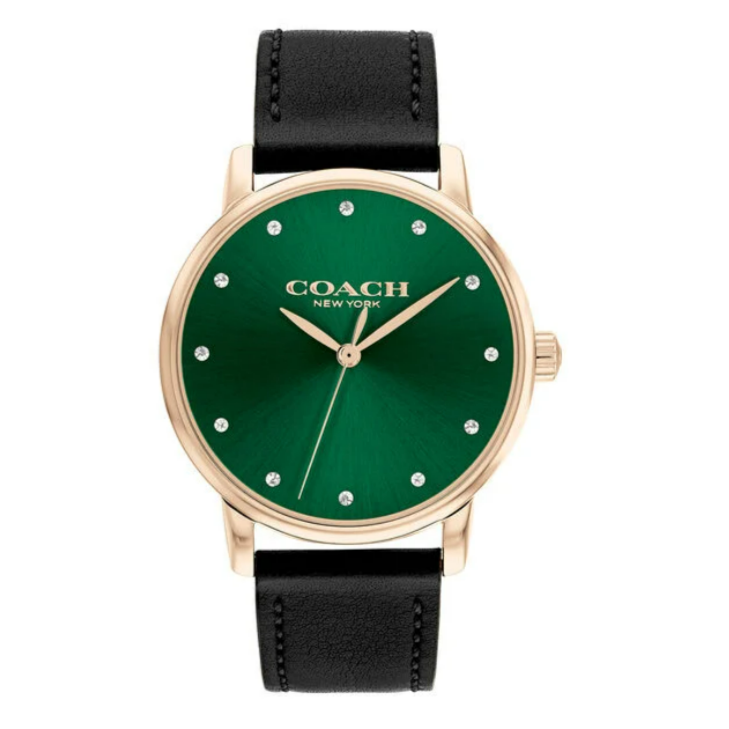 COACH/蔻驰女士腕表 石英表 极光绿盘 黑皮 36mm 14503972