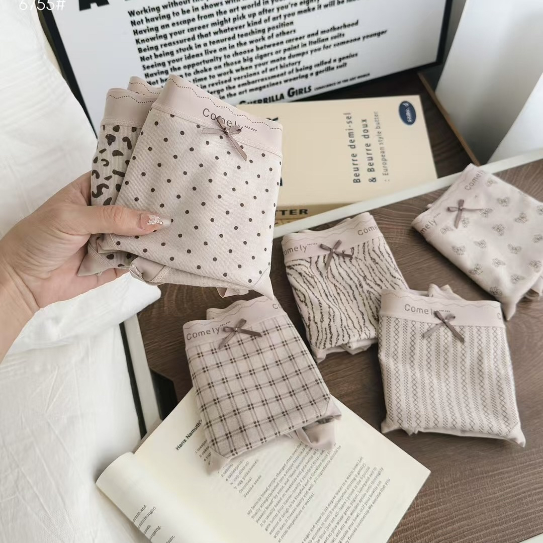 【大码】印花款棉中腰内裤全包臀透气舒适日系清新时尚风