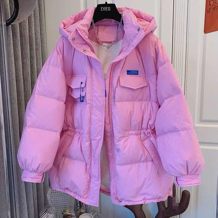断码清仓2023新款韩版羽绒服女装中长款克莱因蓝学生保暖冬季加厚