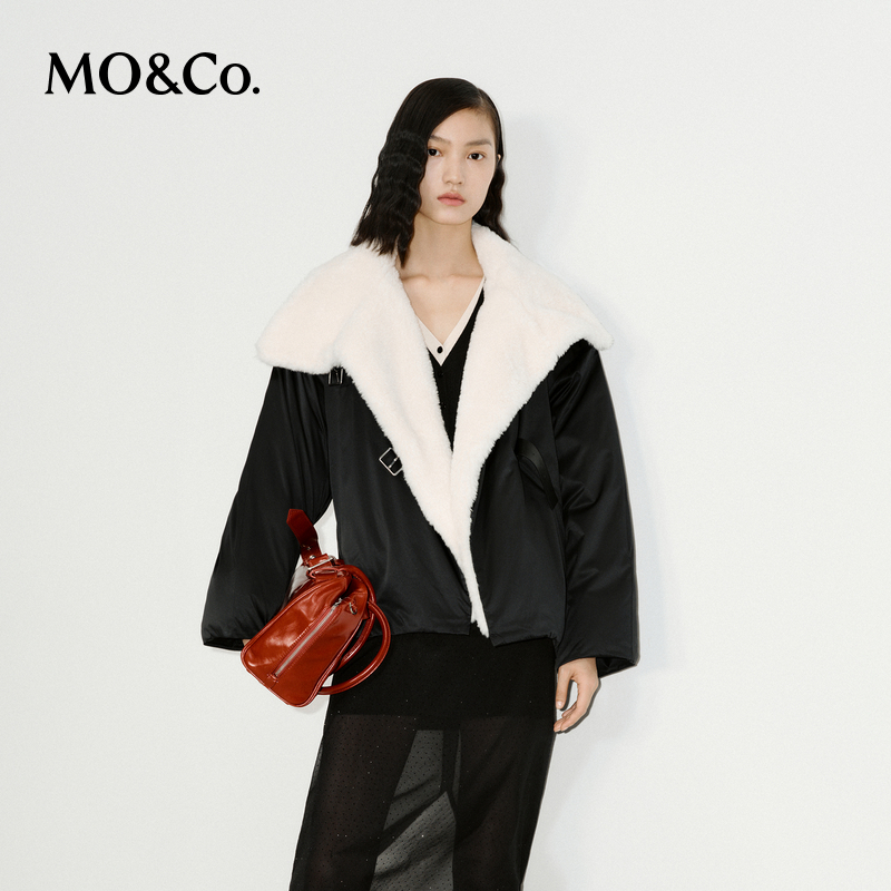 MOCO羽绒服冬高领大翻领90%鸭绒宽松落肩廓形MBD4EINT19