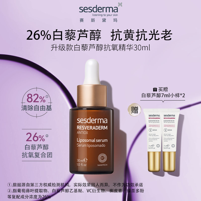 Sesderma升级款白藜芦醇抗氧精华30ml 高效抗氧修护