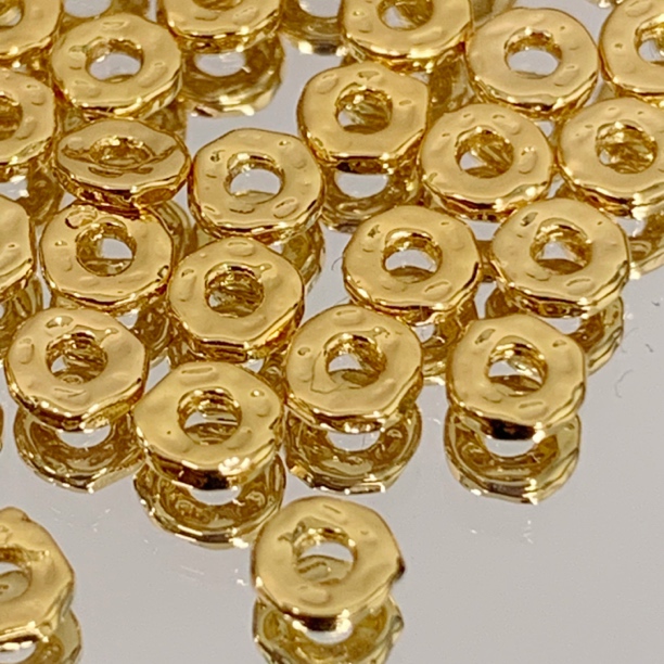 左夕【盘缠隔珠】铜镀金铜镀银高保色Diy饰品手作配件古法锤纹隔珠