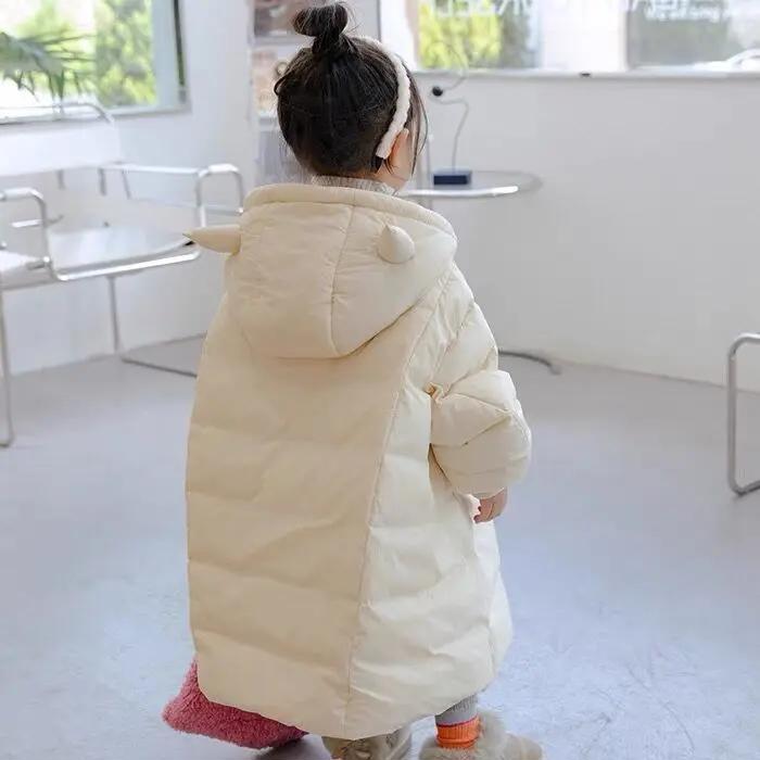 童装潮款Y儿童羽绒服牛角小恶魔男童女童长款过膝保暖秋冬连帽宽