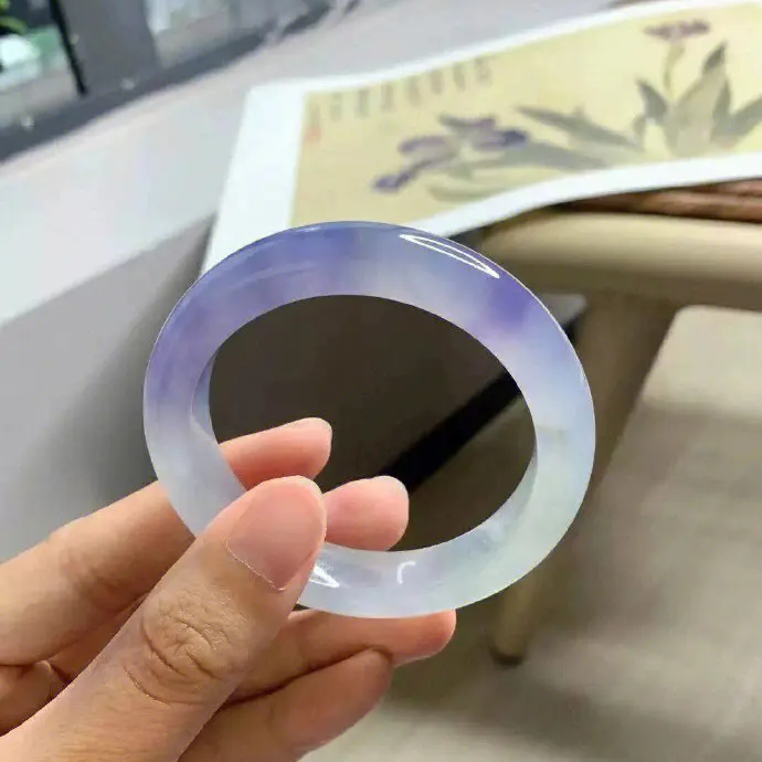 【添福翡翠】纯天然缅甸A货翡翠手镯高冰紫罗兰