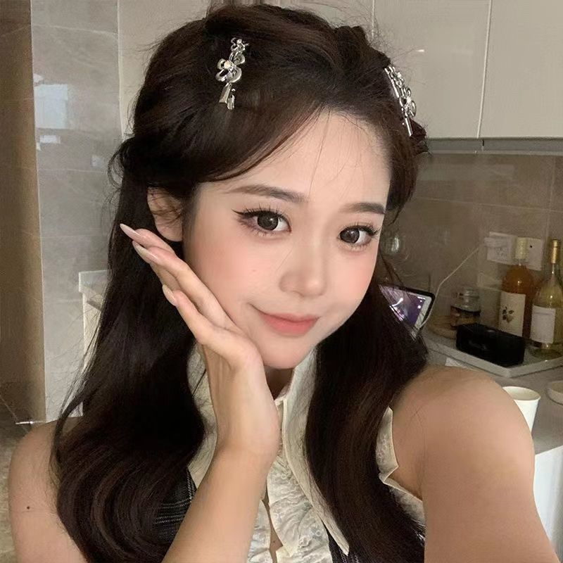 甜拽酷系美女!花朵水钻刘海发夹一字夹侧边夹简约高级感ins发饰