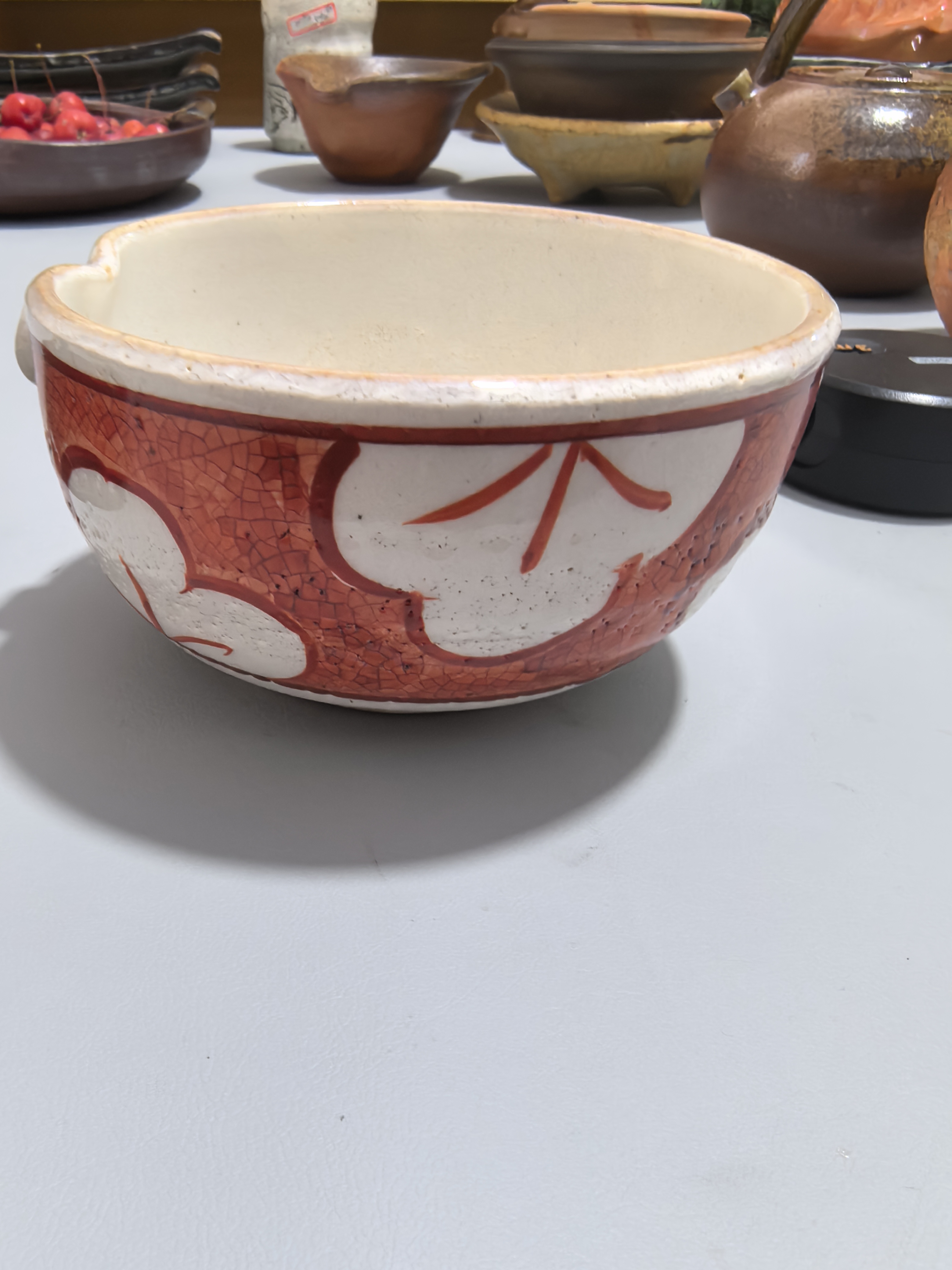 高端赤绘苹果碗 小建水