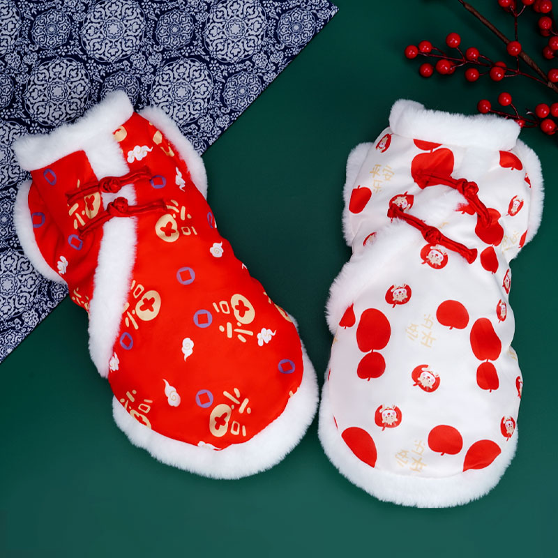 狗狗新年衣服喜庆唐装猫咪秋冬款泰迪比熊博美小型犬宠物冬天加厚