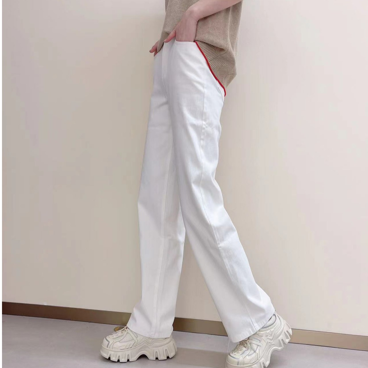 阿玛施AMASS【香蕉裤】高腰直筒显瘦牛仔裤痞帅炸街风女装5100588