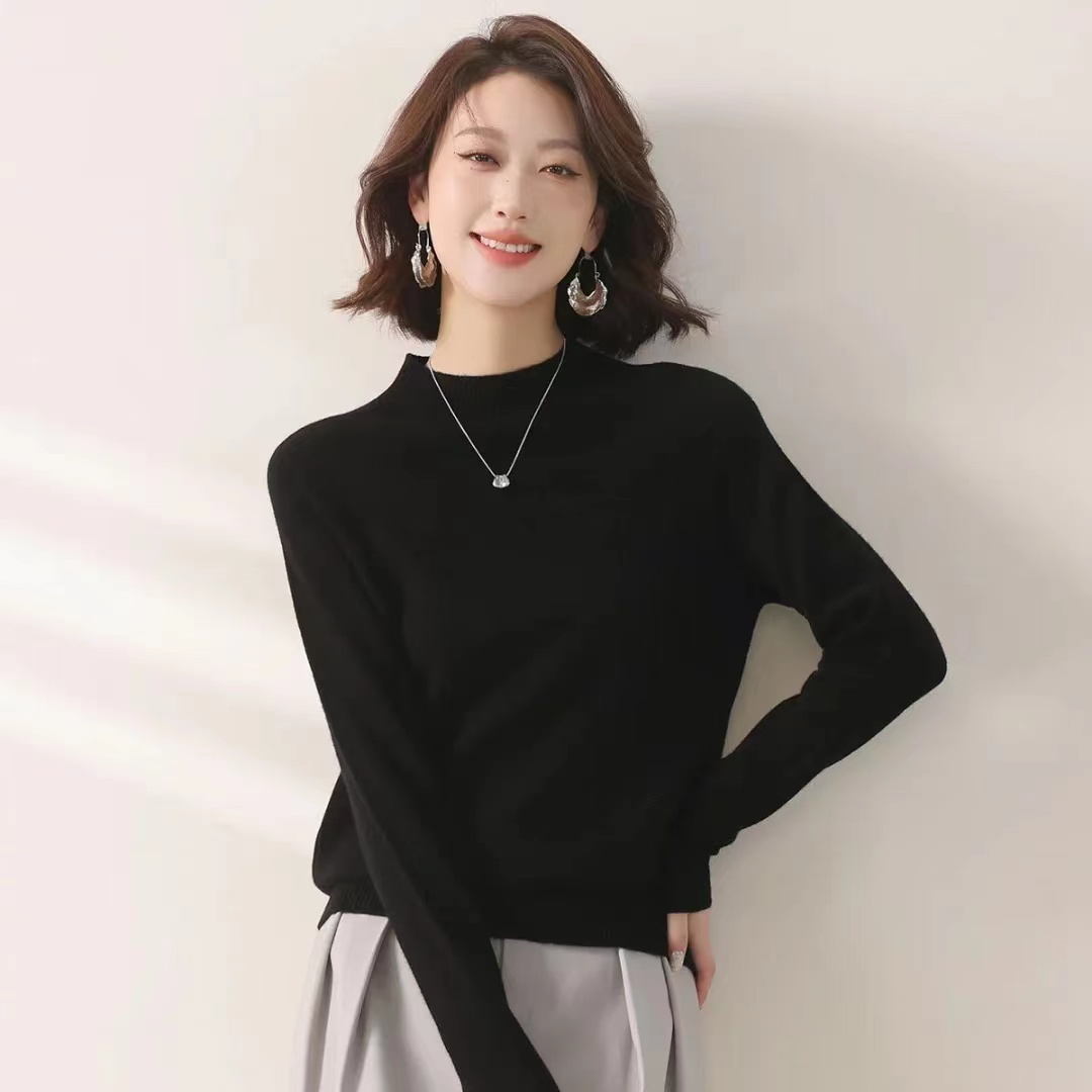 秋冬长袖半高领针织百搭女士羊绒衫捡漏8211