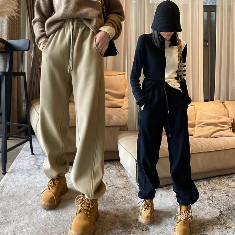 好质量加绒裤子女款加厚保暖卫裤爆款秋冬束脚休闲运动两穿哈伦裤