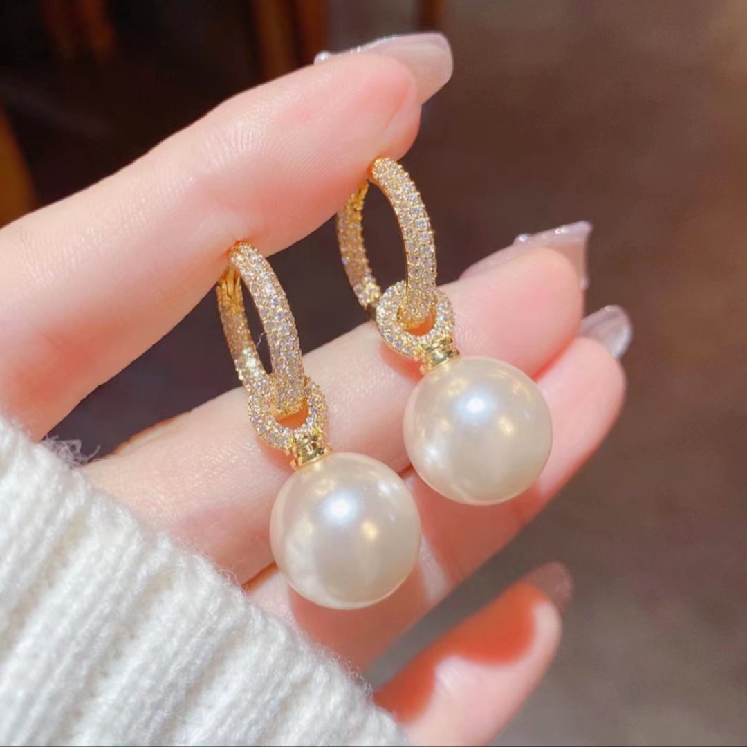 铜合金合成锆石耳饰 气质轻奢时尚时尚简约高级感小众耳饰女款