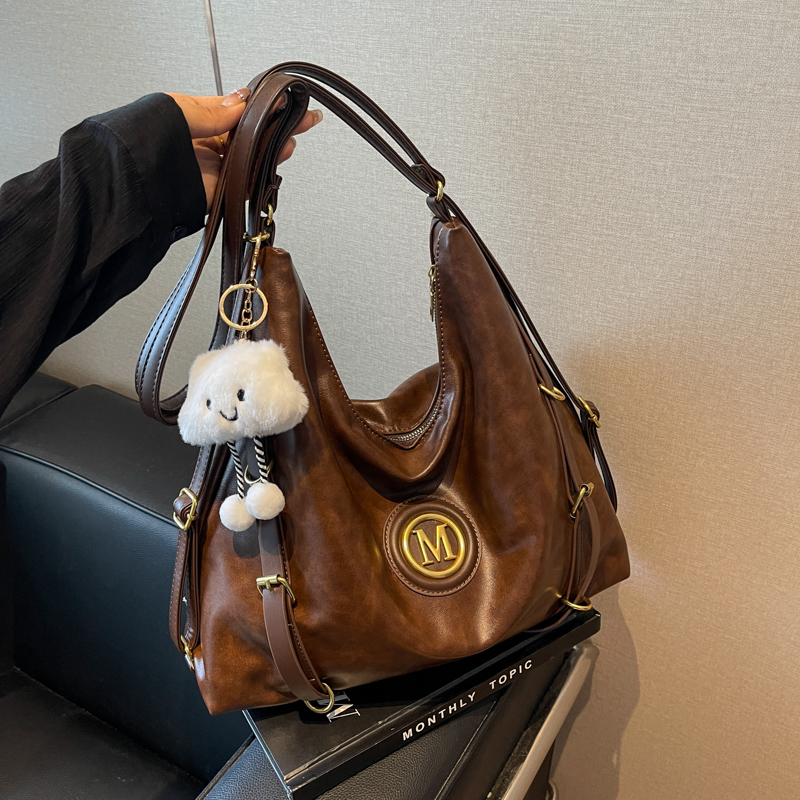 复古托特包女2024新款大容量通勤双肩包休闲多功能斜挎包旅行背包