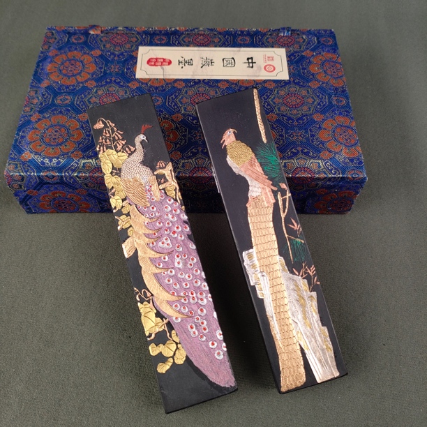 90年代新描金老鹰孔雀墨条