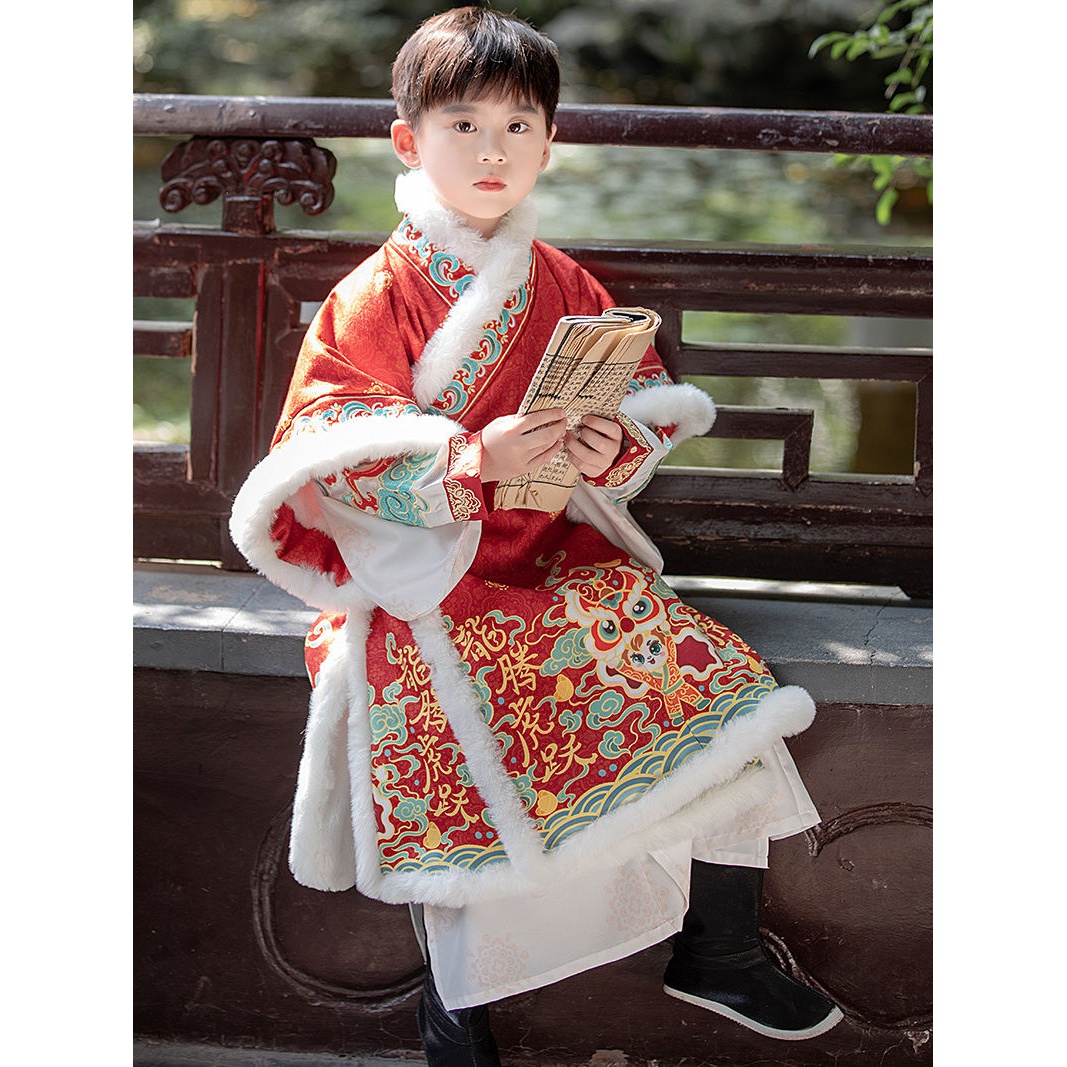 巴拉巴拉恩男童拜年汉服新中式国风女宝周岁礼服儿童过年喜庆唐装