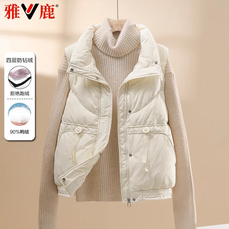 雅鹿2025新款羽绒马甲女显瘦时尚休闲百搭宽松韩版立领女士外套潮