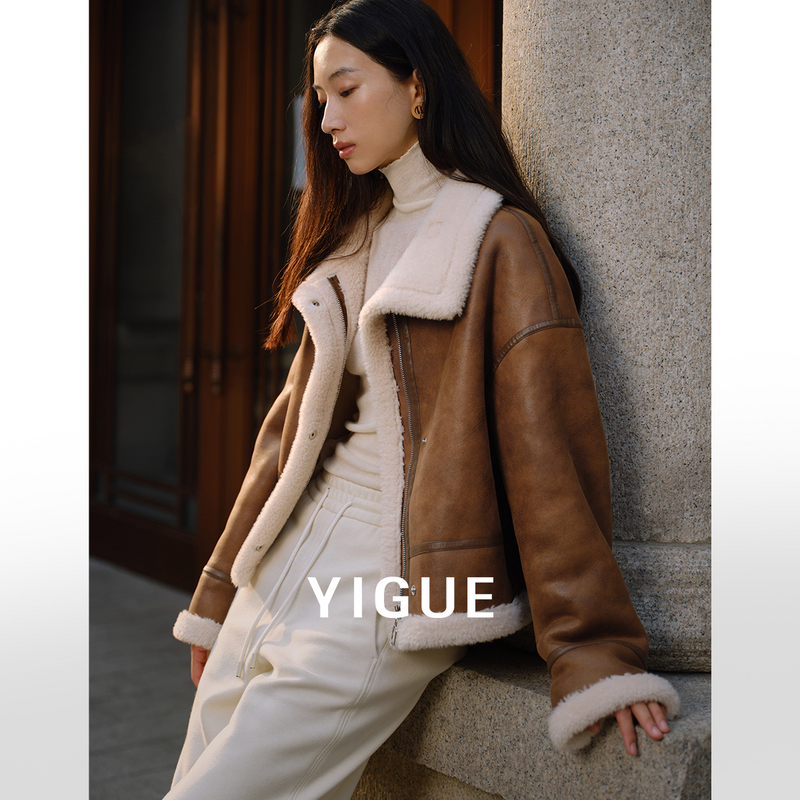 【席颖行】亦谷拼接外套大翻领短外套女装新款气质休闲上衣G4WAF437