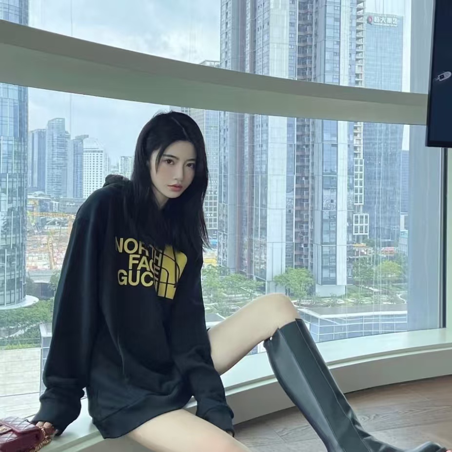 全新未使用 GUCCI/古驰 联名款男女同款卫衣连帽经典拼接logo帽衫