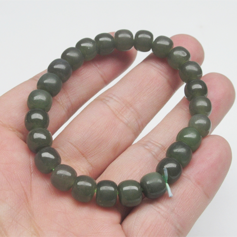 天然玉石新疆和田玉青海料湖水绿手链手串单圈正品首饰