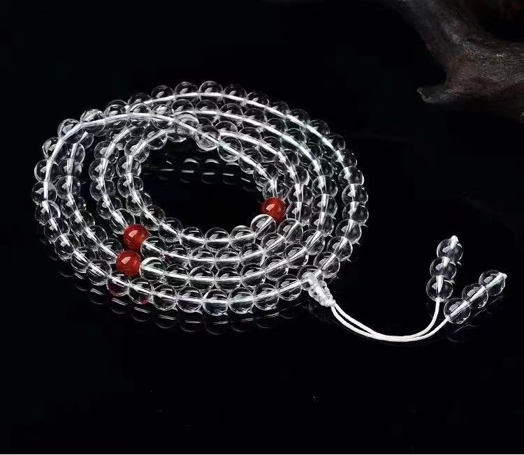 (林轩阁）天然白水晶108颗佛珠6mm手链男女念珠手串本命年毛衣链