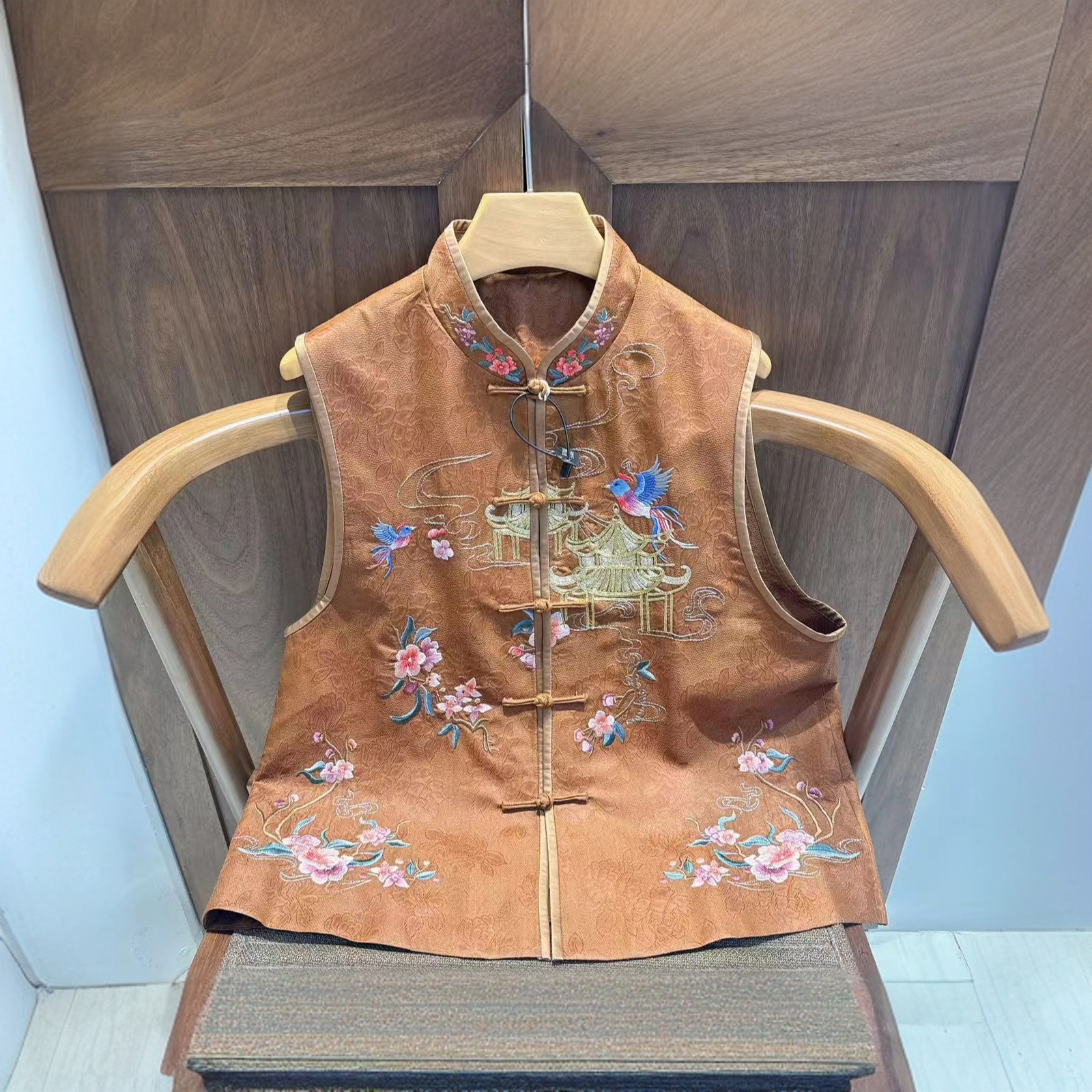 【初见十三郎】中式国风刺绣桑蚕丝马甲