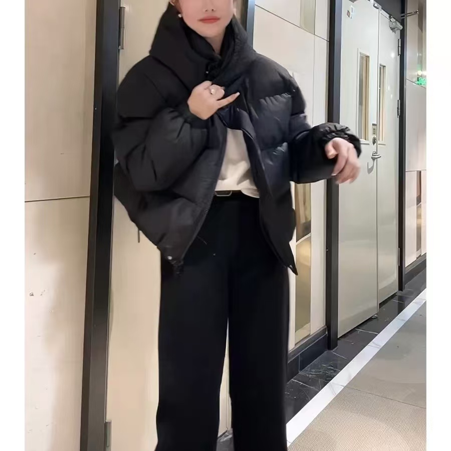 西西   肯豆风短款美式面包轻薄棉服外套