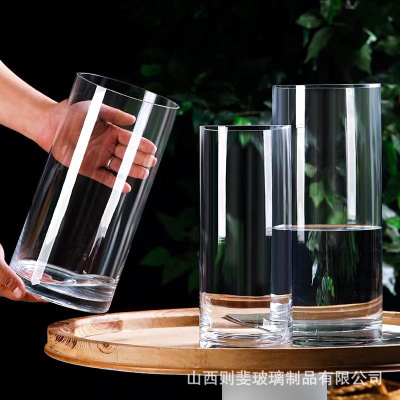 【加厚无铅高透】直筒花瓶春羽北欧花瓶高颜值简约玻璃透明水培零度